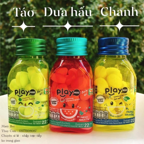 KẸO DƯA PLAY DƯA HẤU - TÁO - CHANH - XÍ MUỘI THÁI LAN